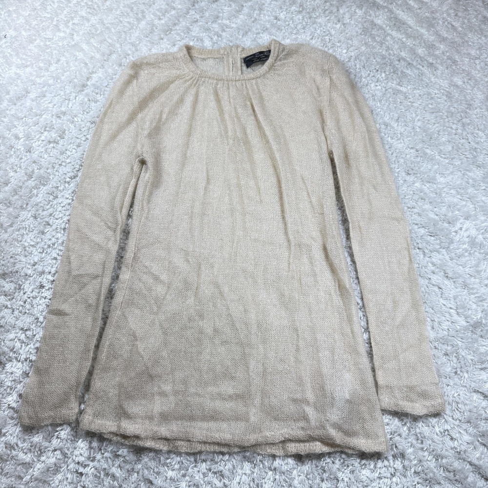 Zara Knit Sweater Womens M Kid Mohair Wool Pullover Soft Romatic Granola Boho